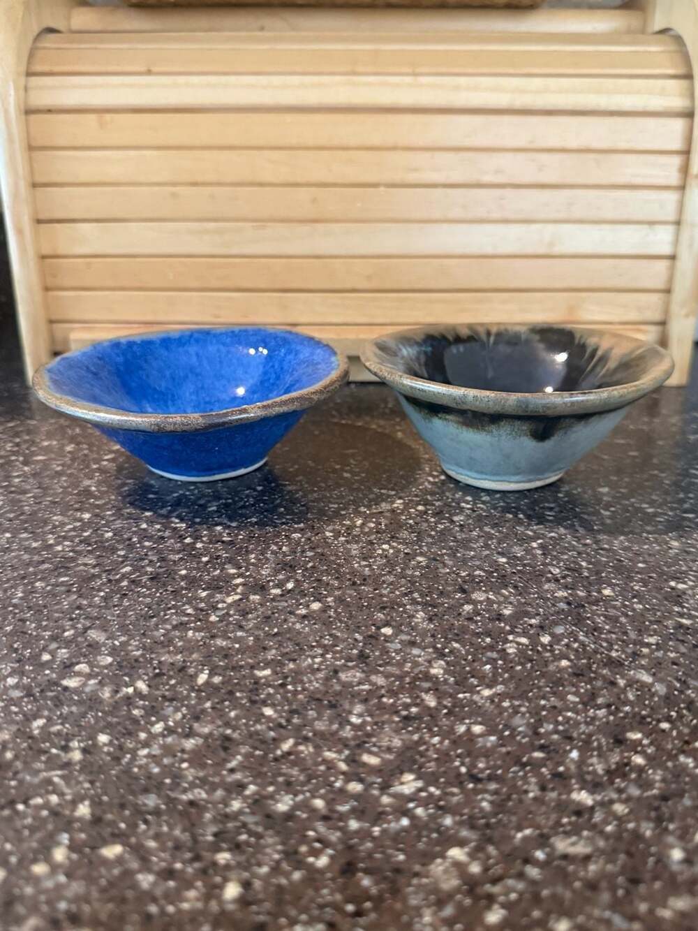 Studio Pottery Blue Bowls Set of 2 Handmade Ceramic Serving Bowls